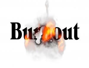 Burnout printed on burning background
